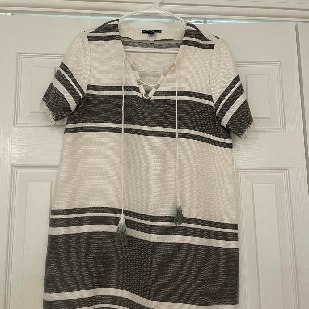 Dolce Vita White and Gray Striped Dress